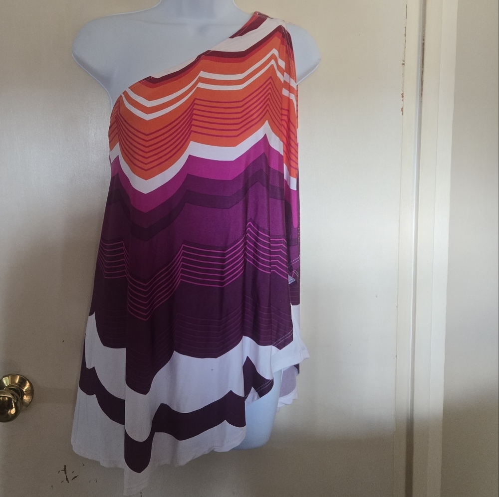 Heart and Soul- One Shoulder- Asymmetrical Tunic- Tank- Summer Top- Size Large